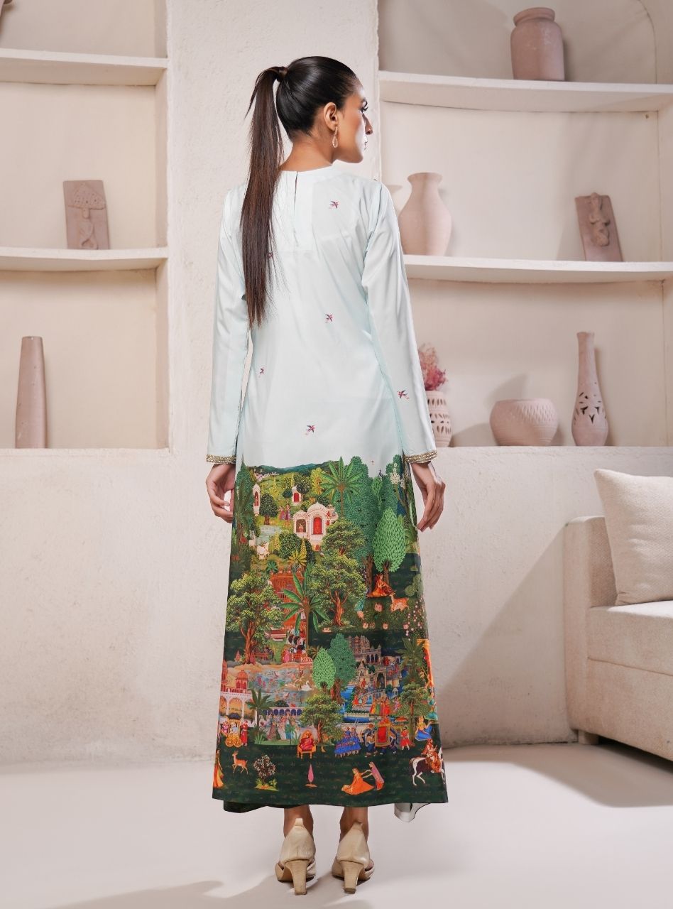Irtiqa by Anayra Amal RTW Printed Raw Silk 1 Piece Suit Taana Baana Festive Collection