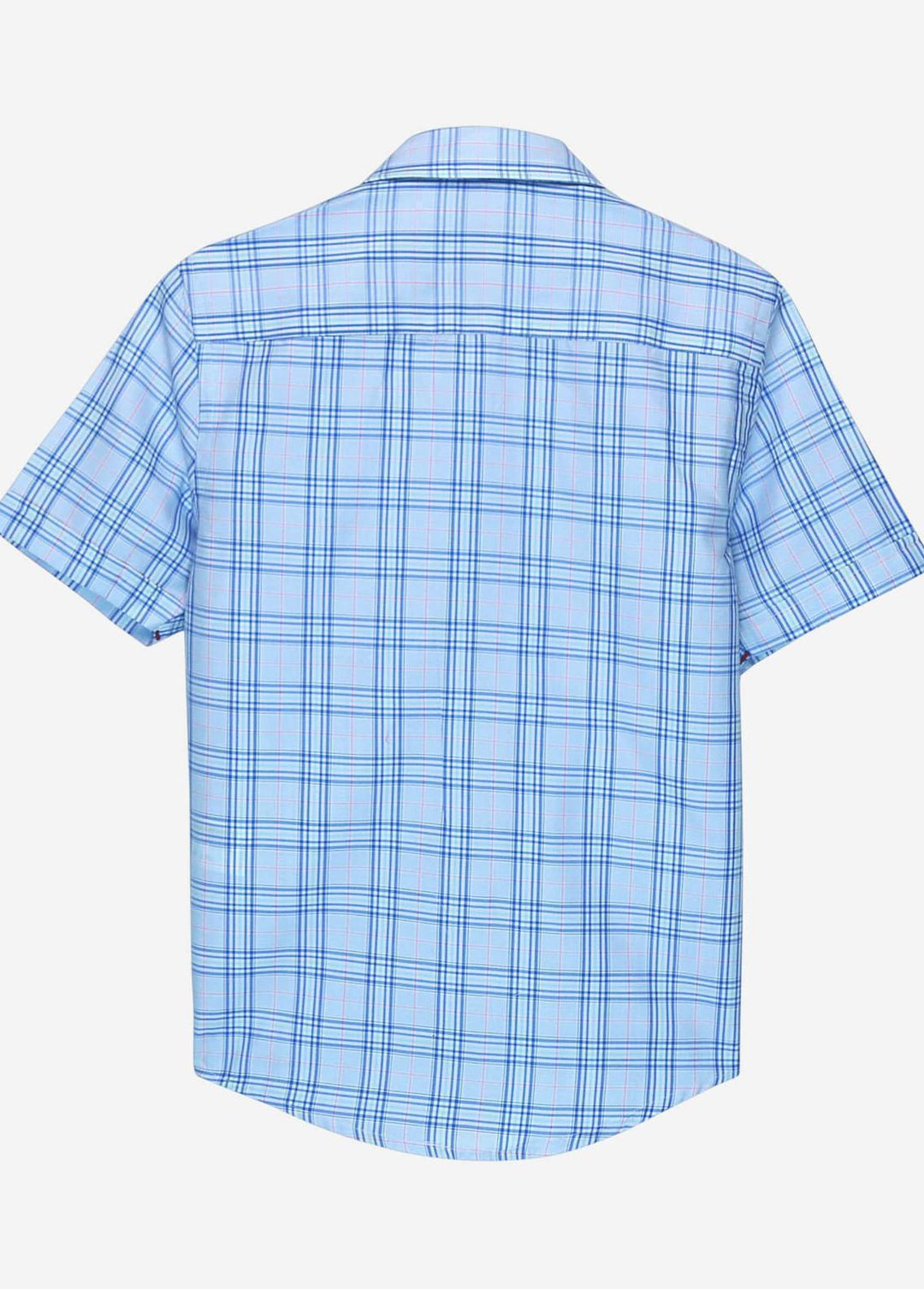 Brumano Cotton Casual Shirts for Boys -   Blue Casual Check Shirt With Red Detailing - Junior
