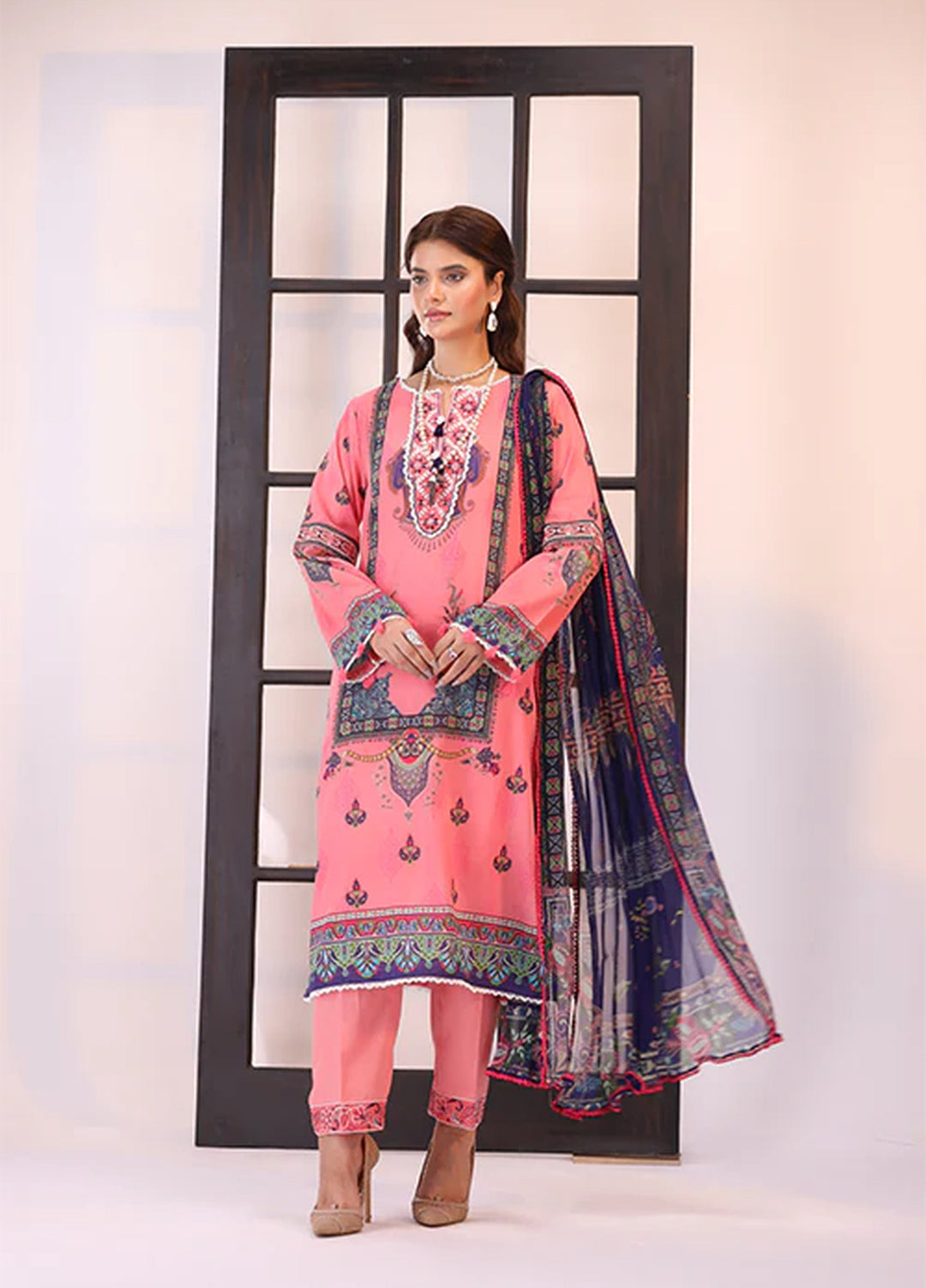 La Elise Women Unstitched Embroidered Lawn 3 Piece Suit 0001204 Gianna - Casual Collection