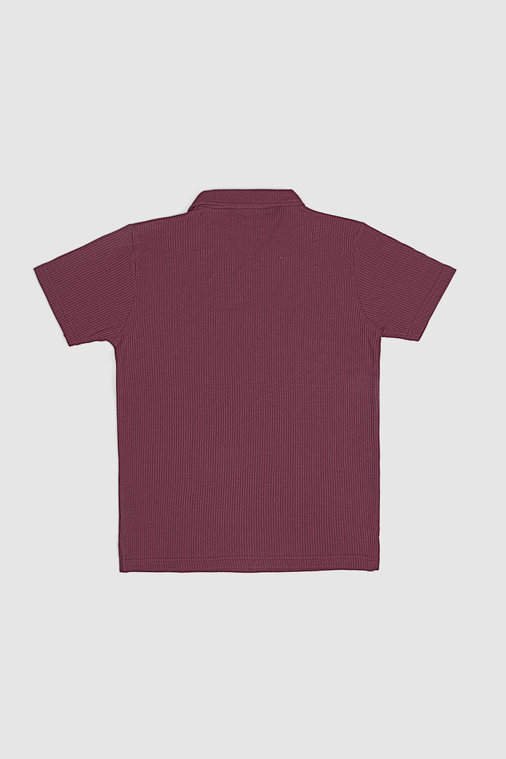 Muraqsh Ready To Wear Solids Cotton Men Wine Drop Needle Revere Polo ABD-WDNRP - Summer Collection