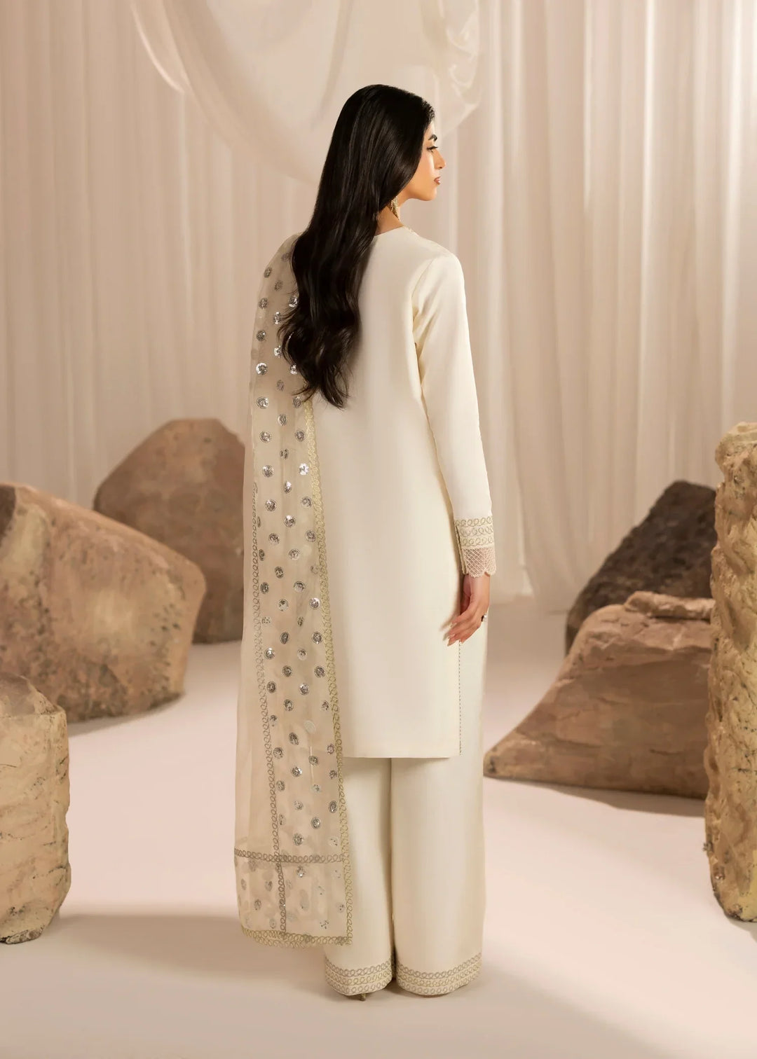 Silk Atelier by Jamni RTW Embroidered Korean Silk 3 Piece Suit VANILLA PATEL Festive Collection