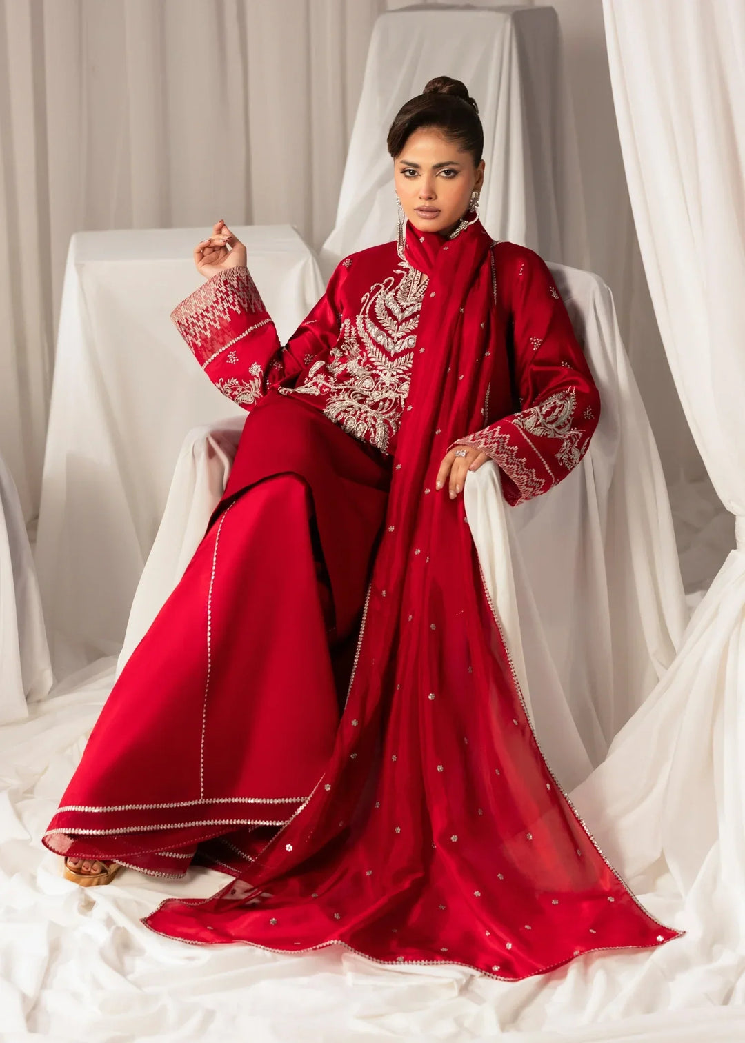 Celeste by Jamni RTW Embroidered Sheesha Silk 3 Piece Suit AMBER Festive Collection