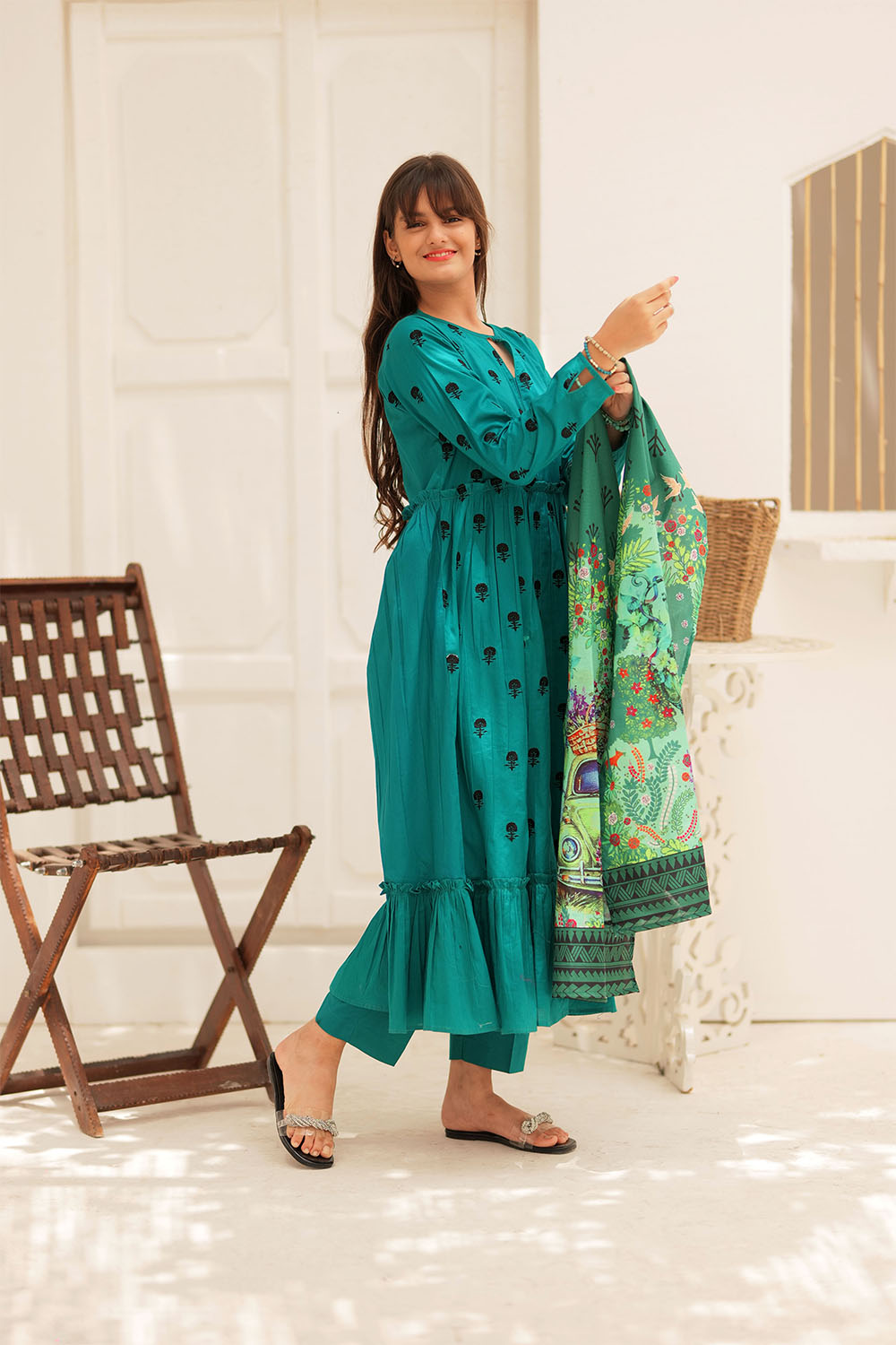 Senorita Girls Ready to Wear Girls Multicolor Casual 3 Piece Suit Cotton Plain Embroidered GAD-02196 - Summer Collection