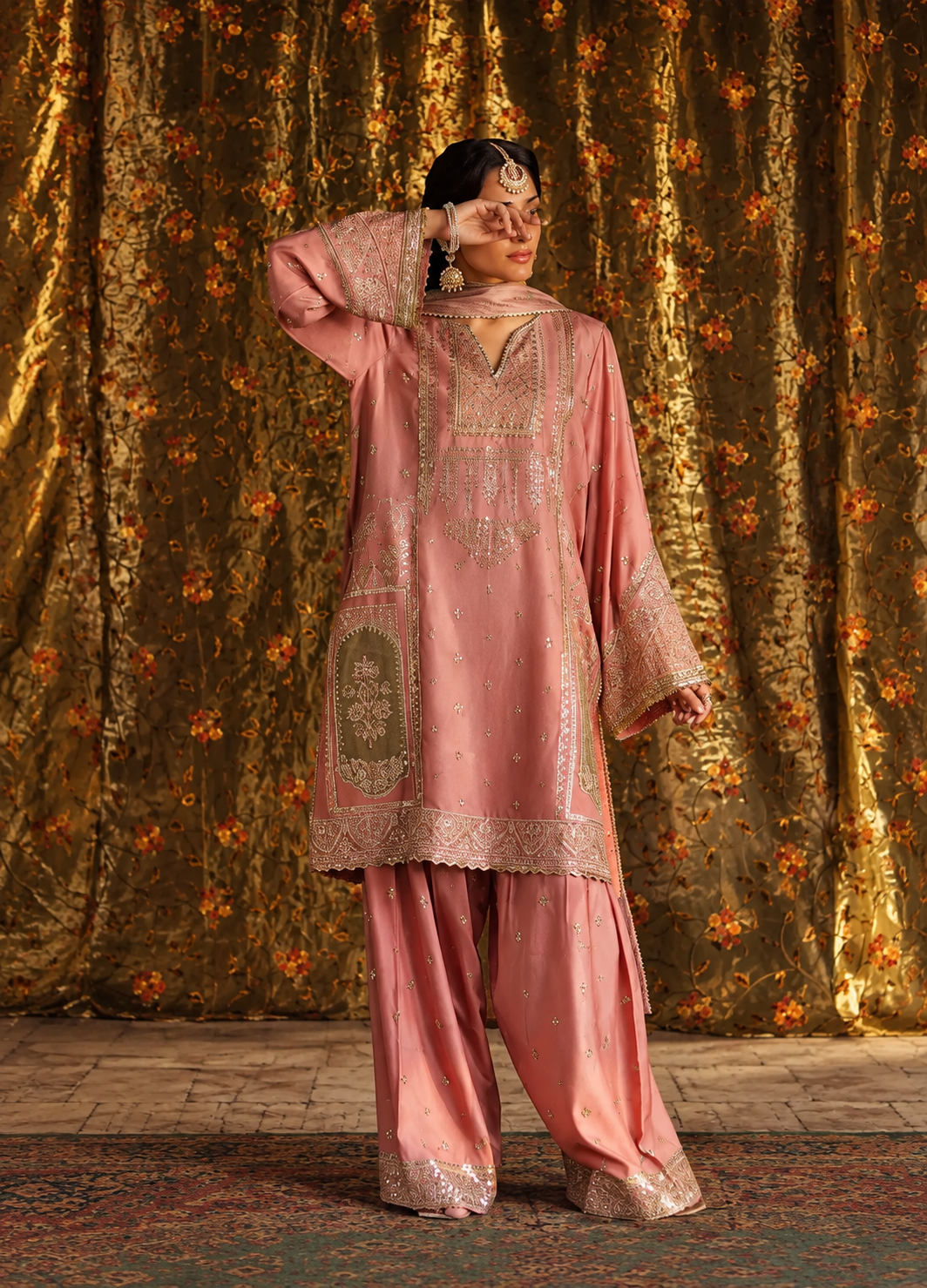 Rekha by Casualite RTW Embroidered Viscose Silk 3 Piece Suit CL26RVR Laila - Festive Collection