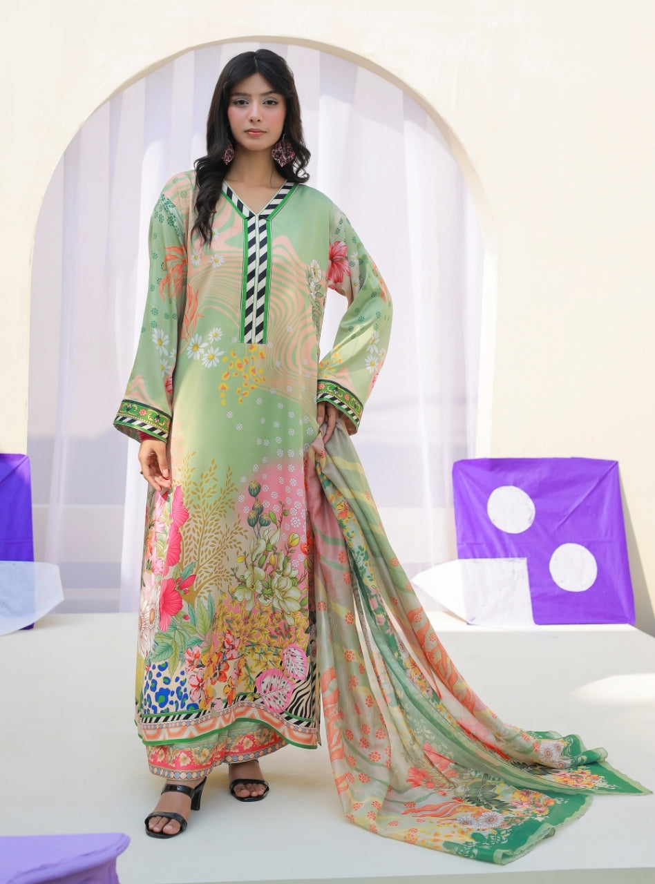 Printnation by Anayra Amal RTW Printed Poly Raw Silk 3 Piece Still Motion - Casual Collection