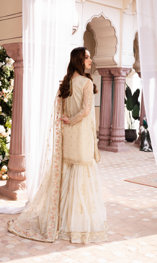 Waresha Women RTW Embroidered Net 3 Piece Suit Ivory Royale Off-White - Festive Collection