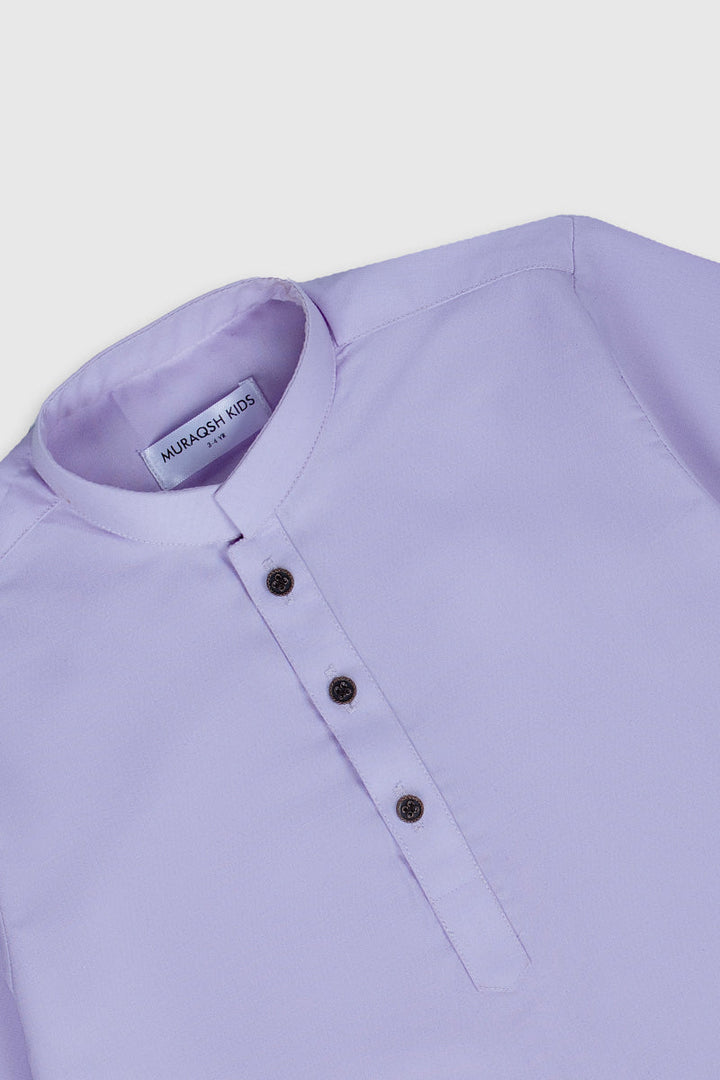 Muraqsh Ready To Wear Solids Cotton Boys Lilac Blended Kurta Trouser MURKT-K - Summer Collection