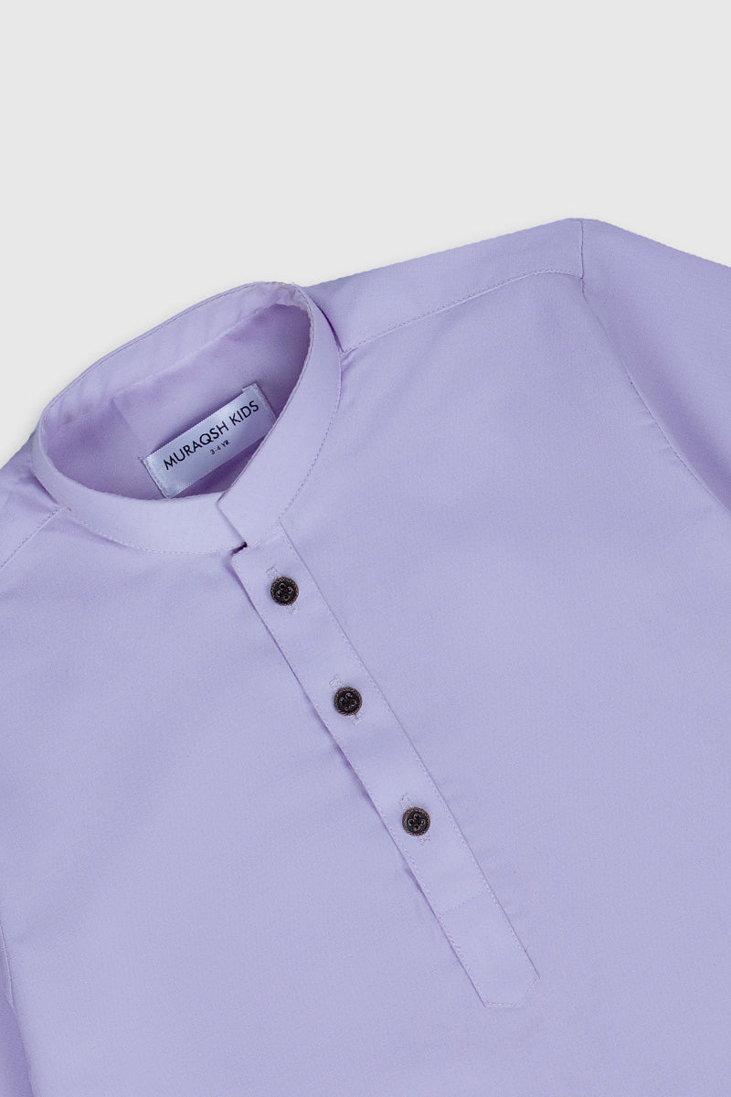 Muraqsh Ready To Wear Solids Cotton Boys Lilac Blended Kurta Trouser MURKT-K - Summer Collection