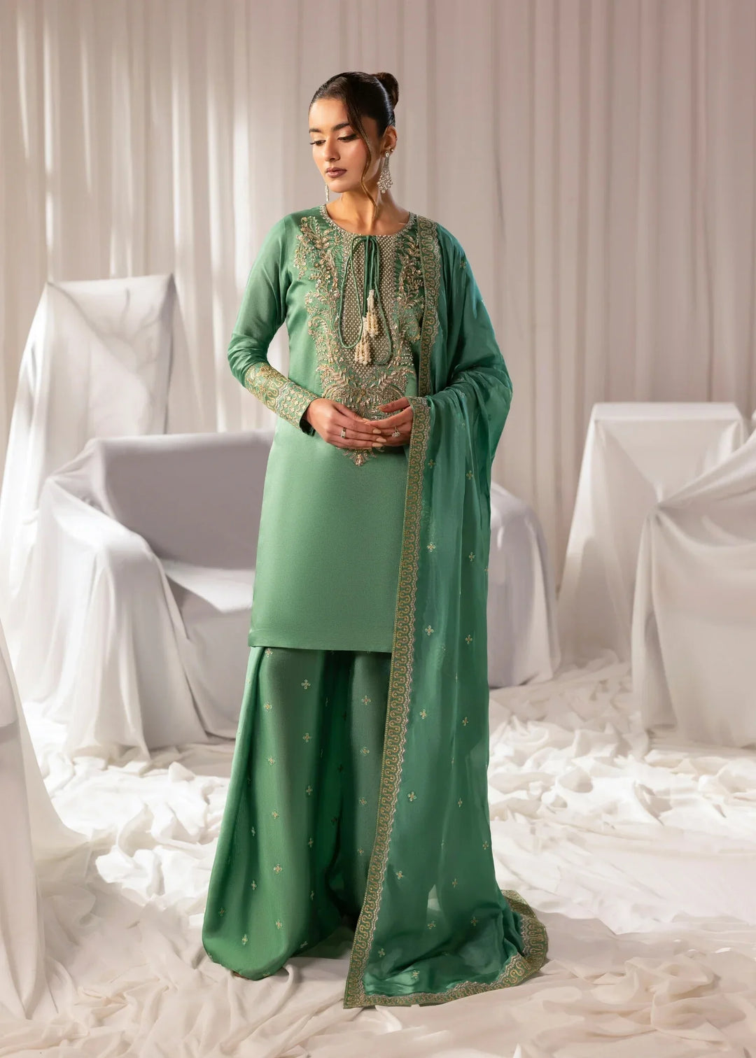 Celeste by Jamni RTW Embroidered Sheesha Silk 3 Piece Suit MEADOW Festive Collection