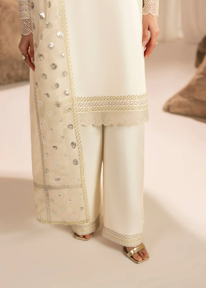 Silk Atelier by Jamni RTW Embroidered Korean Silk 3 Piece Suit VANILLA PATEL Festive Collection