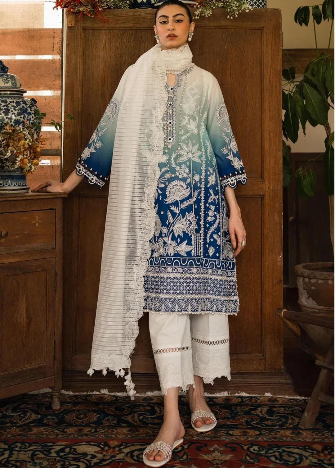 Muzlin By Sana Safinaz Embroidered Lawn Suits Unstitched 3 Piece SS23MZ 8A - Summer Collection