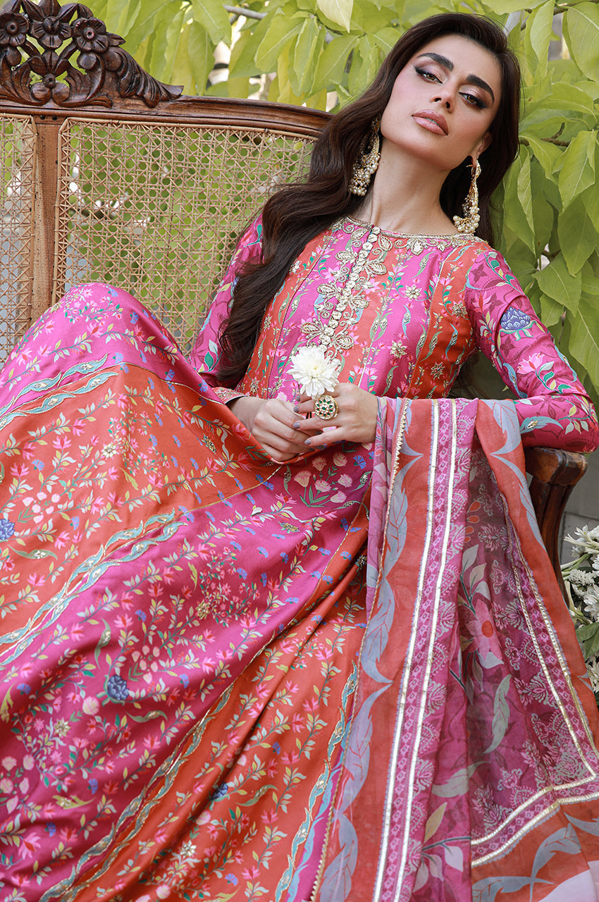 Erina From Nizka By Nida Rehan RTW Hand work Raw Silk 3 Piece Suit Saren - Festive Collection