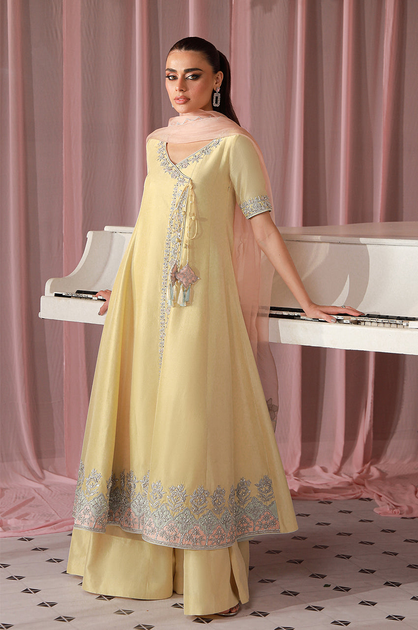 Sera From Nizka By Nida Rehan RTW Hand work Raw Silk 3 Piece Suit Auren - Festive Collection