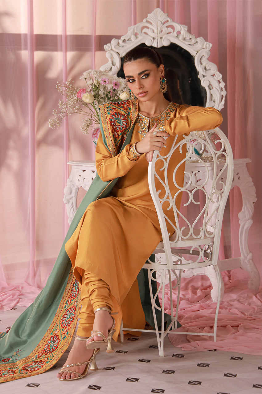Sera From Nizka By Nida Rehan RTW Embroidered Raw Silk 2 Piece Suit Arvia - Festive Collection