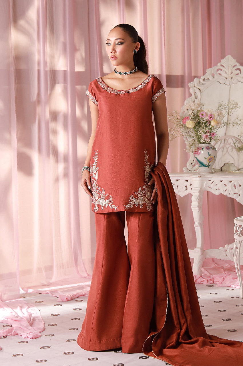 Sera From Nizka By Nida Rehan RTW Embroidered Raw Silk 2 Piece Suit Rhea - Festive Collection