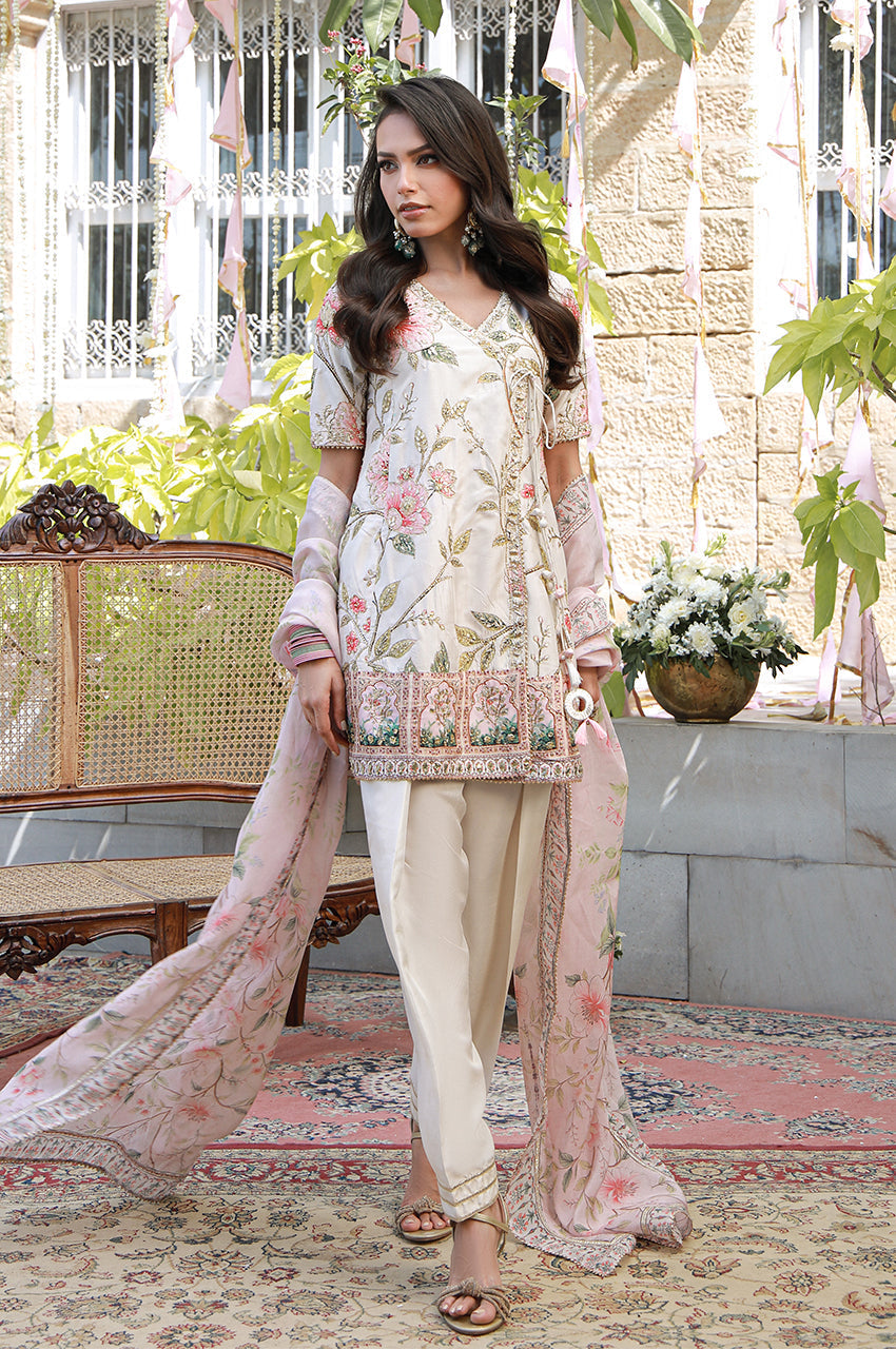 Erina From Nizka By Nida Rehan RTW Hand work Raw Silk 2 Piece Suit Eliana - Festive Collection