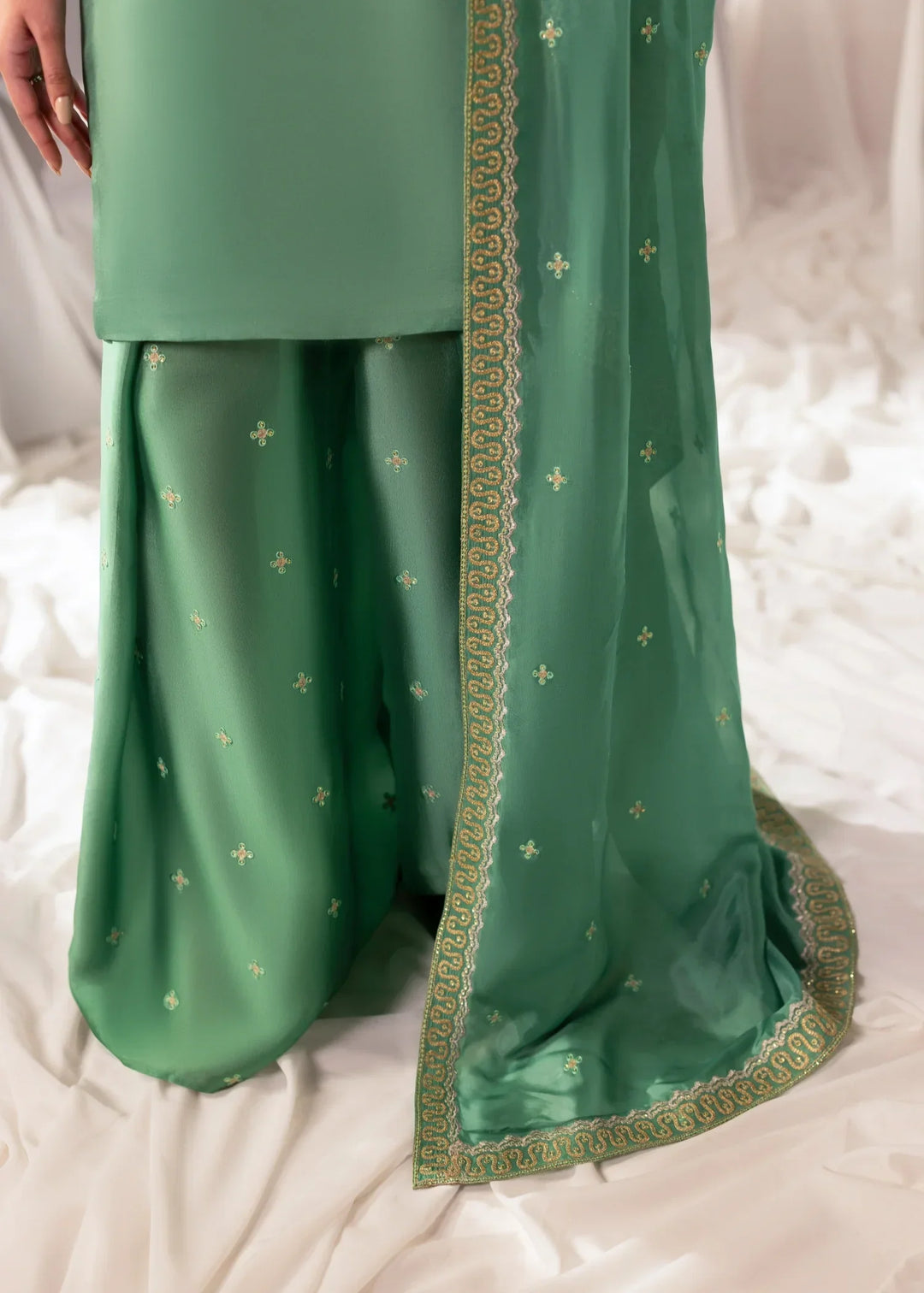 Celeste by Jamni RTW Embroidered Sheesha Silk 3 Piece Suit MEADOW Festive Collection