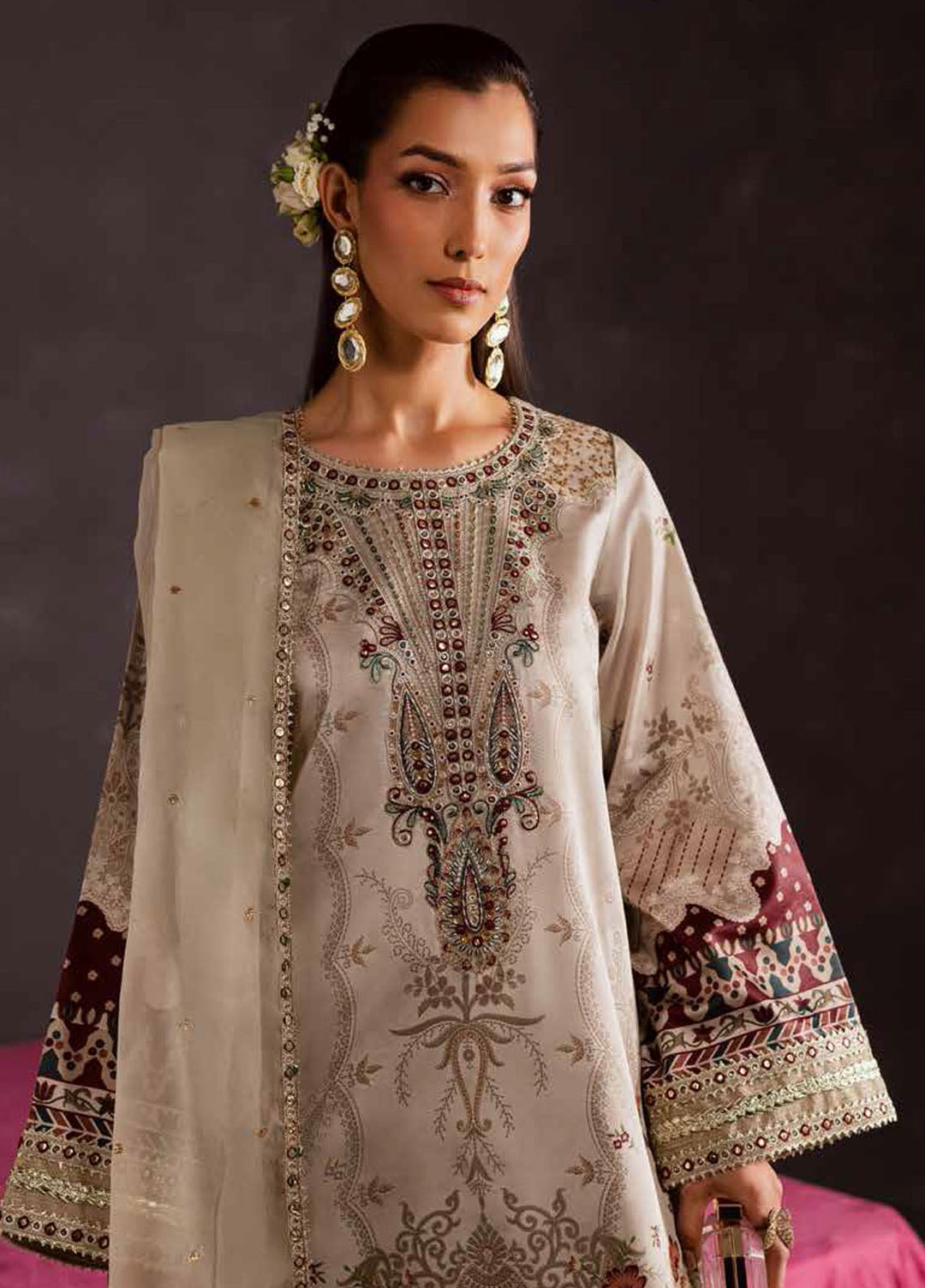 The Silk by Nureh Embroidered Silk Suits Unstitched 3 Piece NU25SU S-27 - Festive Collection