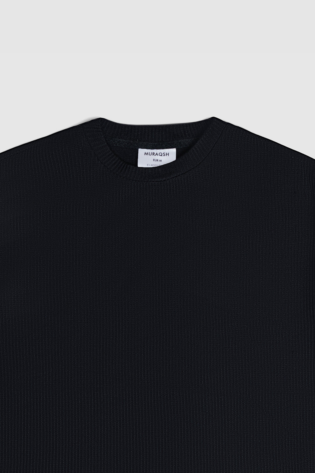 Muraqsh Ready To Wear Solids Cotton Men Black Drop Needle Oversized T-Shirt ABD-BDNOT - Summer Collection