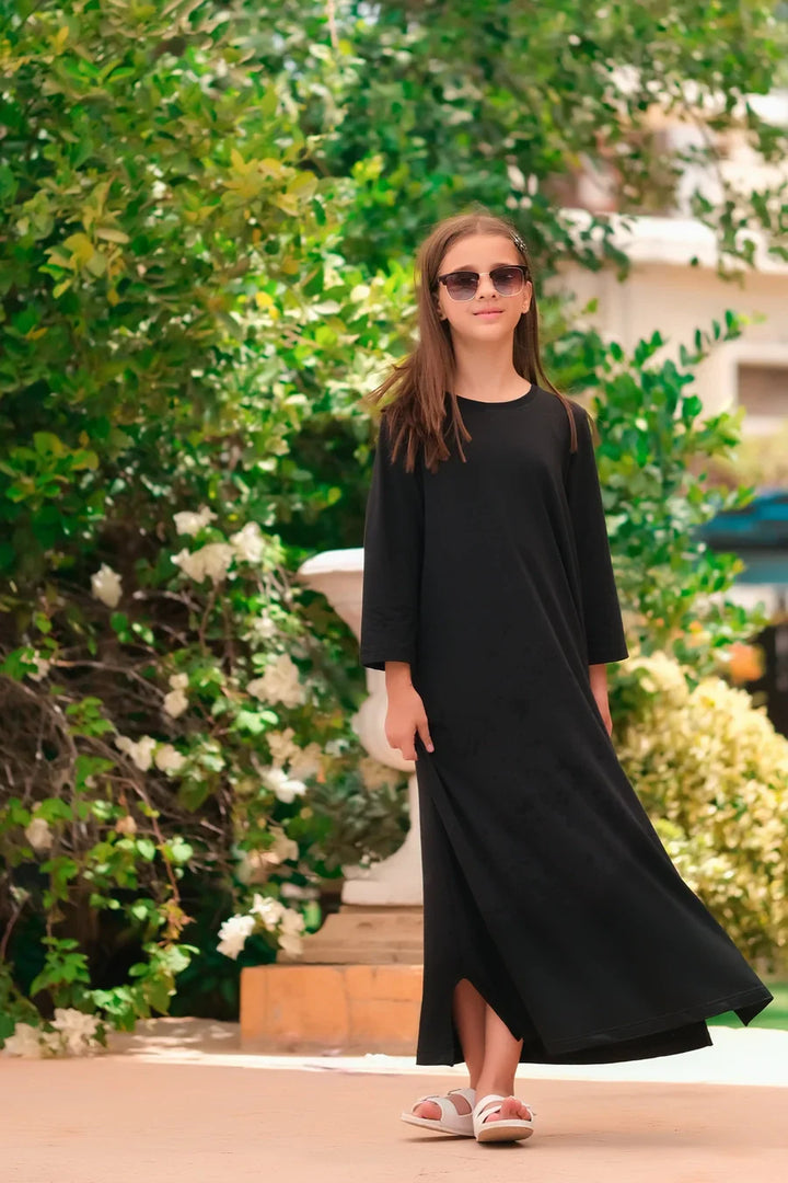 Dhaga Women Western Solids T- Shirt jersy Dress Black DHLT08 - Summer Collection Maxi Dress