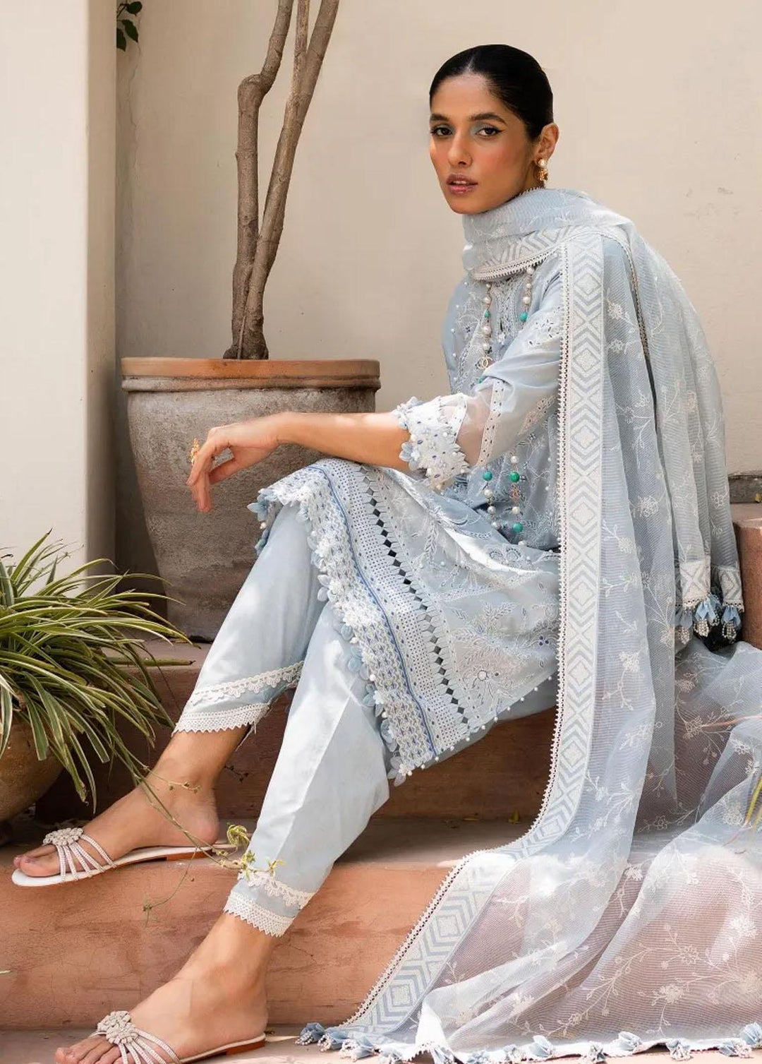 Muzlin By Sana Safinaz Embroidered Lawn Suits Unstitched 3 Piece SS23MZ 7A - Summer Collection