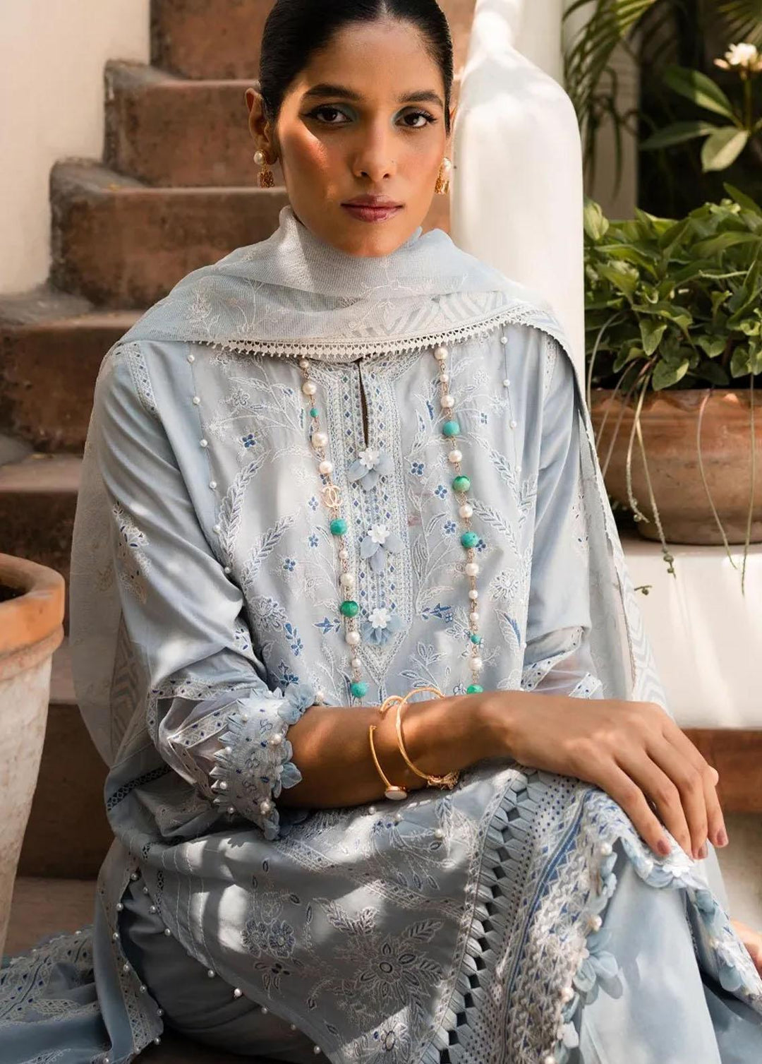 Muzlin By Sana Safinaz Embroidered Lawn Suits Unstitched 3 Piece SS23MZ 7A - Summer Collection