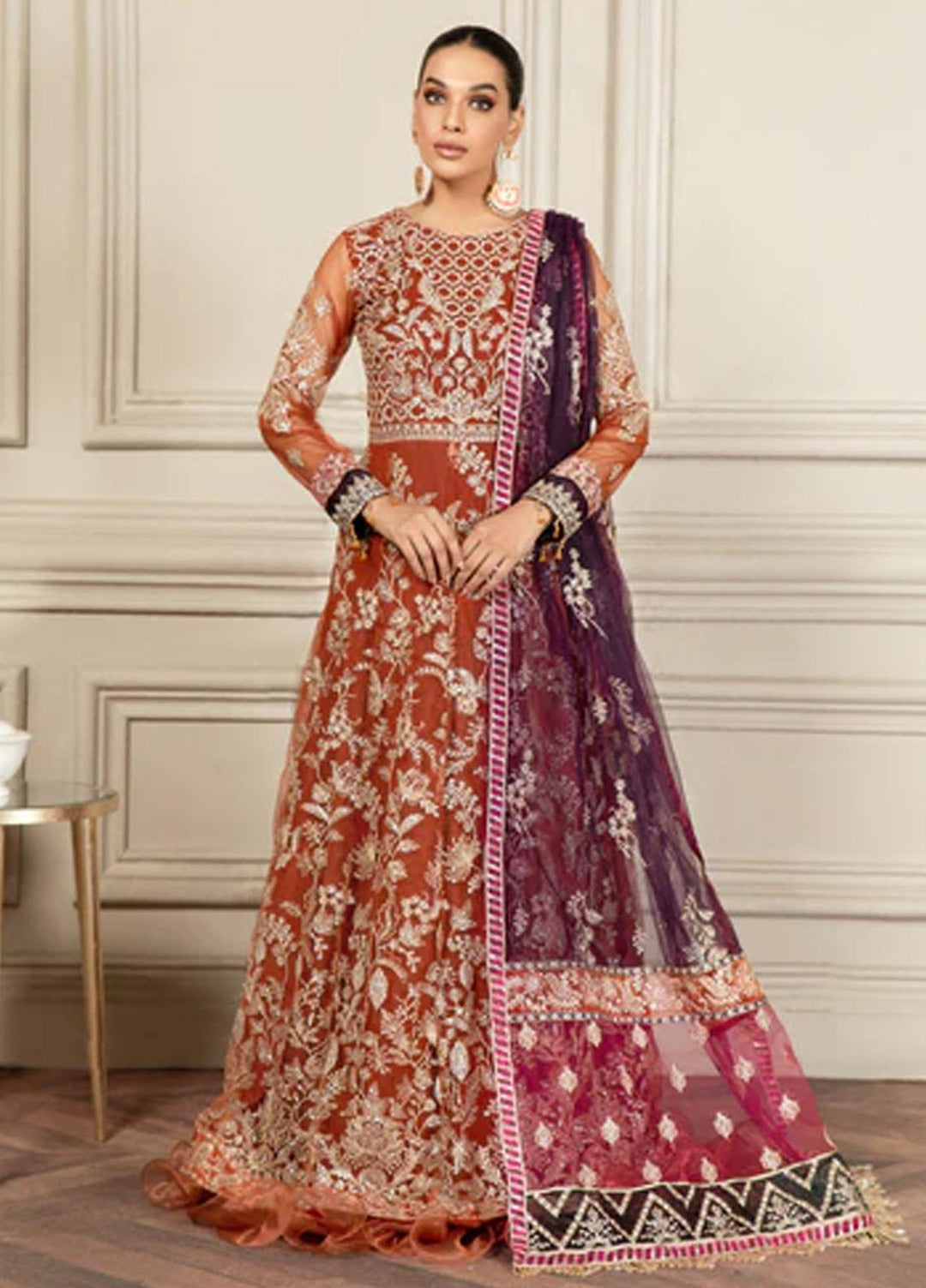 Mehroze By Zarif Embroidered  Suits Unstitched 3 Piece ZR25UF ZMF 02 AMBER - Luxury Collection