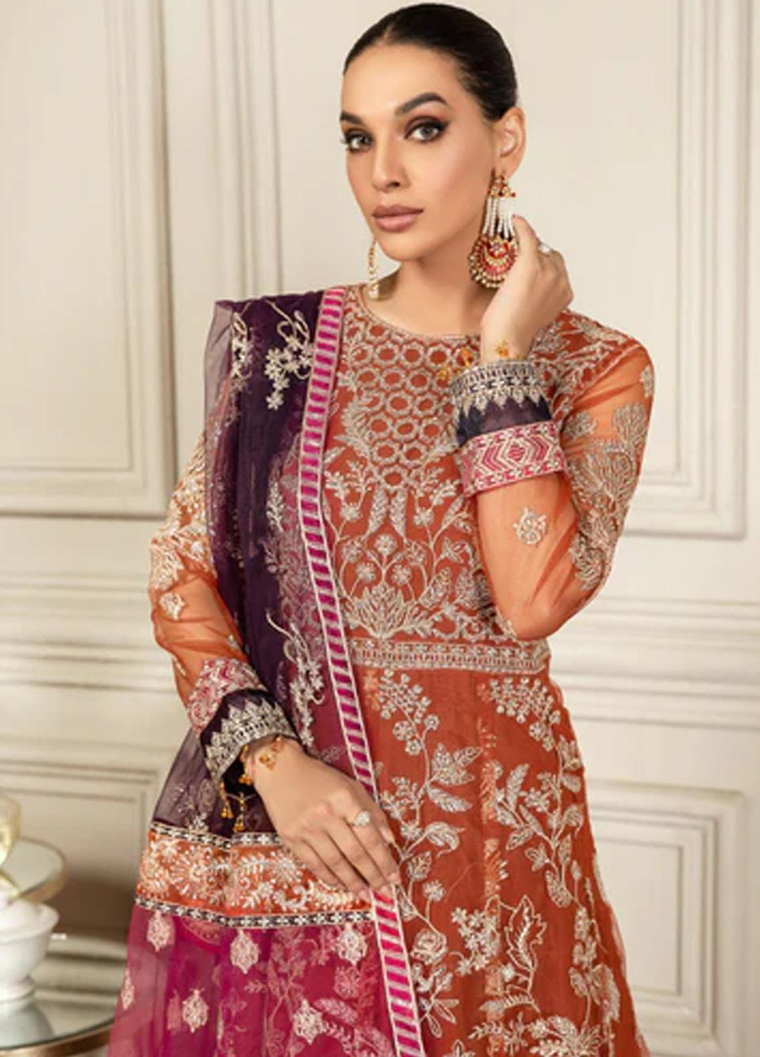 Mehroze By Zarif Embroidered  Suits Unstitched 3 Piece ZR25UF ZMF 02 AMBER - Luxury Collection