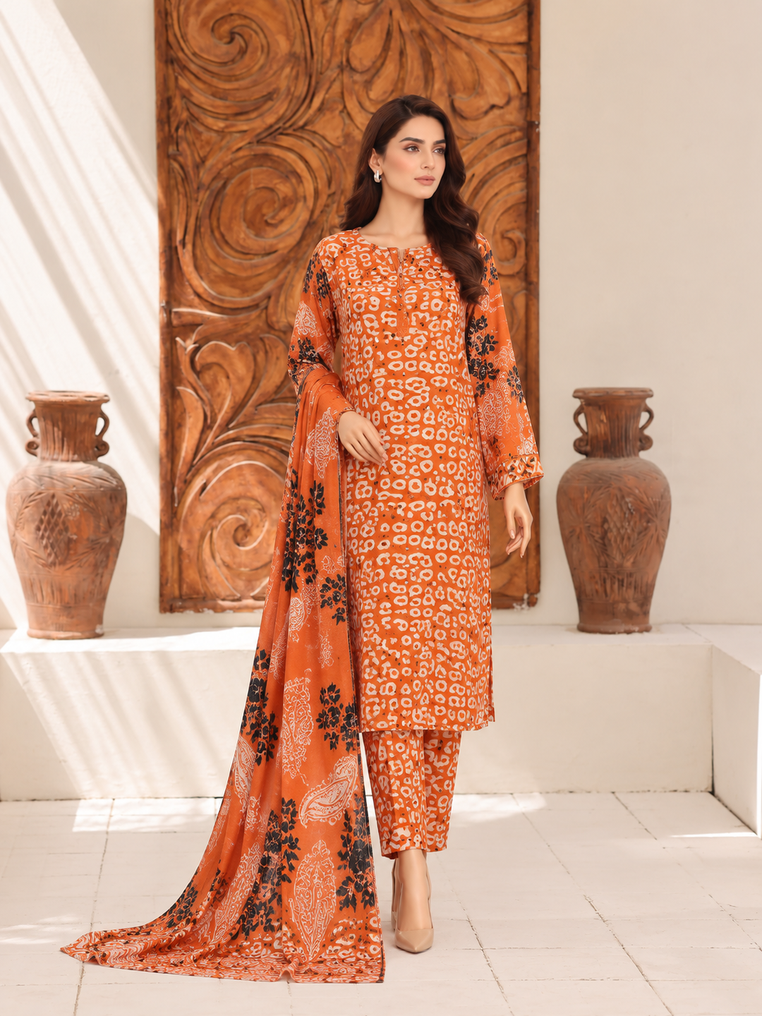 Hz Textiles Unstitched Printed Viscose Linen 3 Piece Suit HZ26ULW LW-5063 - Winter Collection