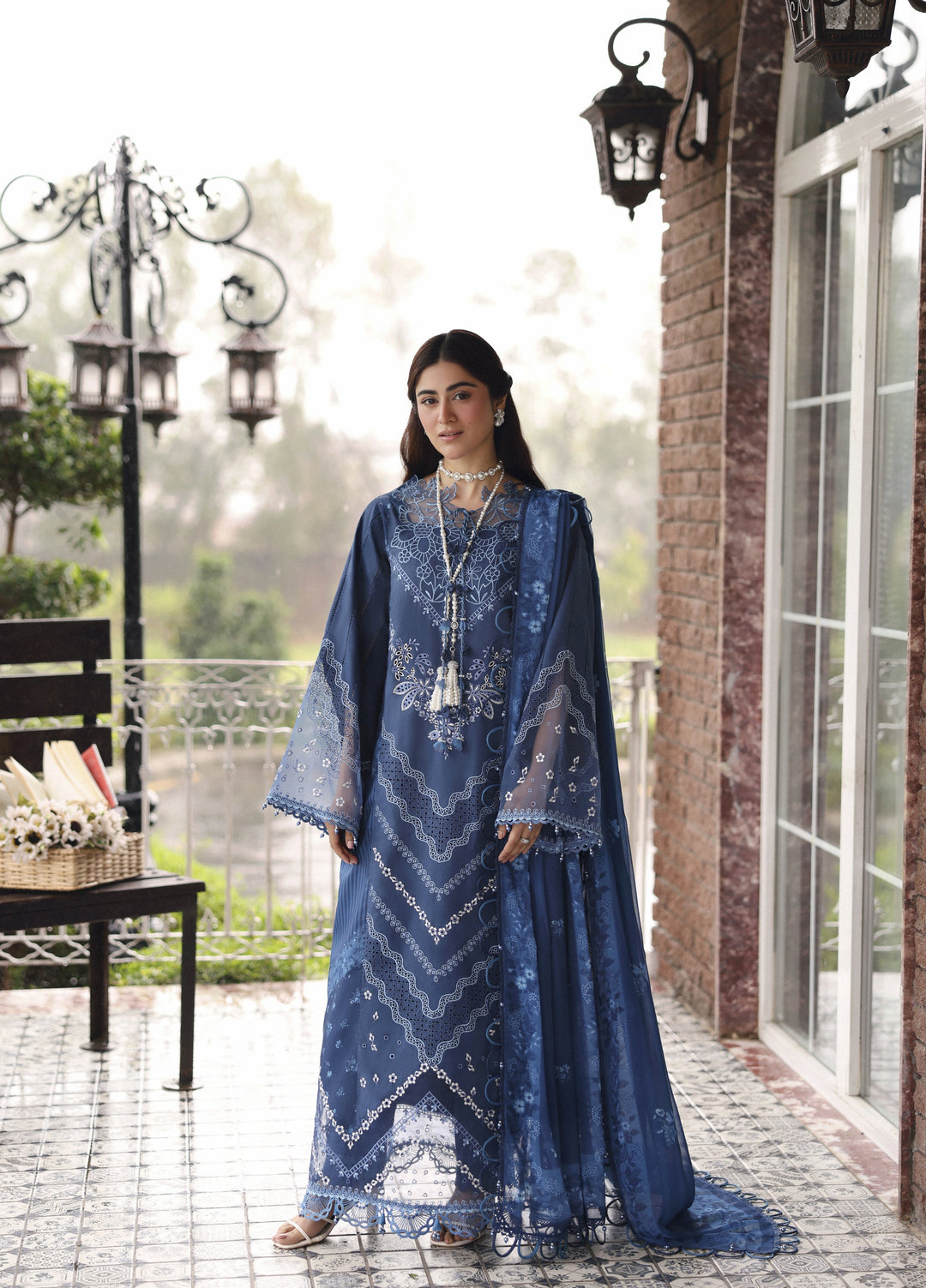 Sardinia Unstitched Embroidered Lawn 3 Piece Suit SRD26ULE Terrace Blue Design# 1706 - Eid Collection