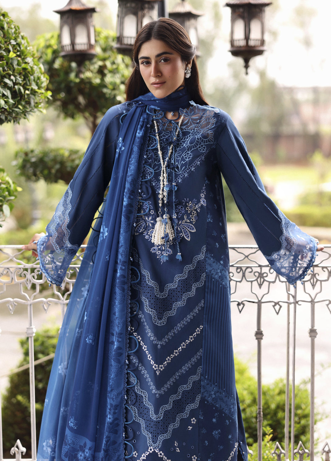 Sardinia Unstitched Embroidered Lawn 3 Piece Suit SRD26ULE Terrace Blue Design# 1706 - Eid Collection