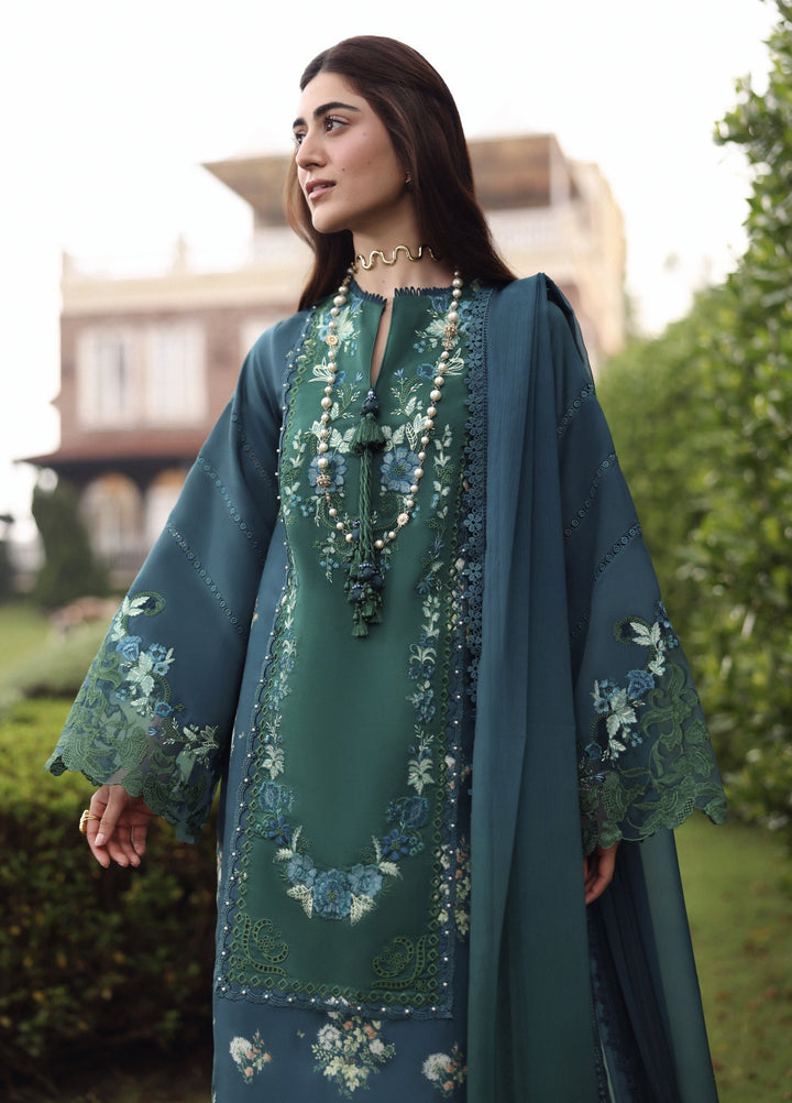 Sardinia Unstitched Embroidered Lawn 3 Piece Suit SRD26ULE Hillside Teal Design# 1708 - Eid Collection