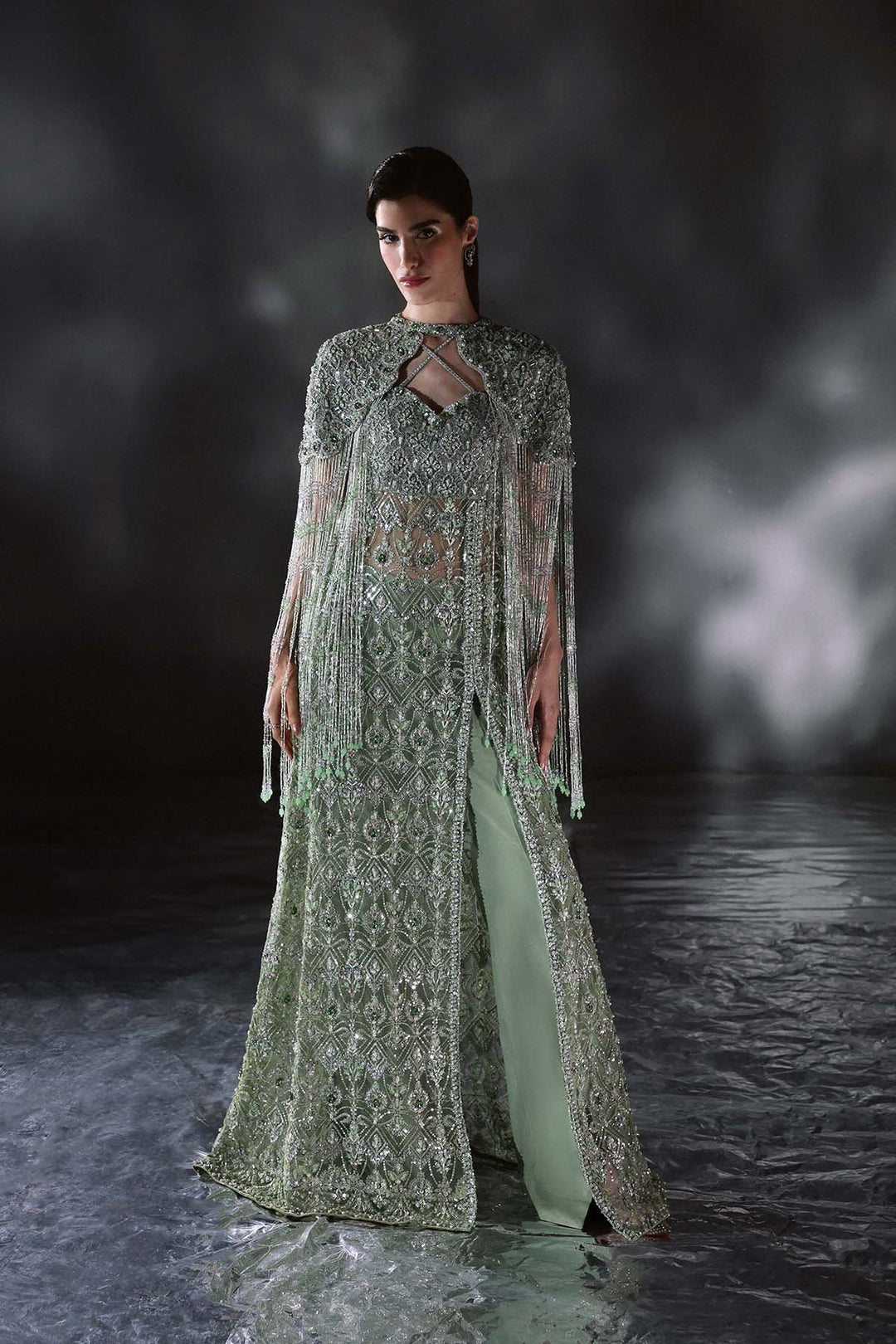 Chateau DE Lumiere by Enzo RTW Hand work Bareeze Net 3 Piece Suit ECLAT Wedding Collection