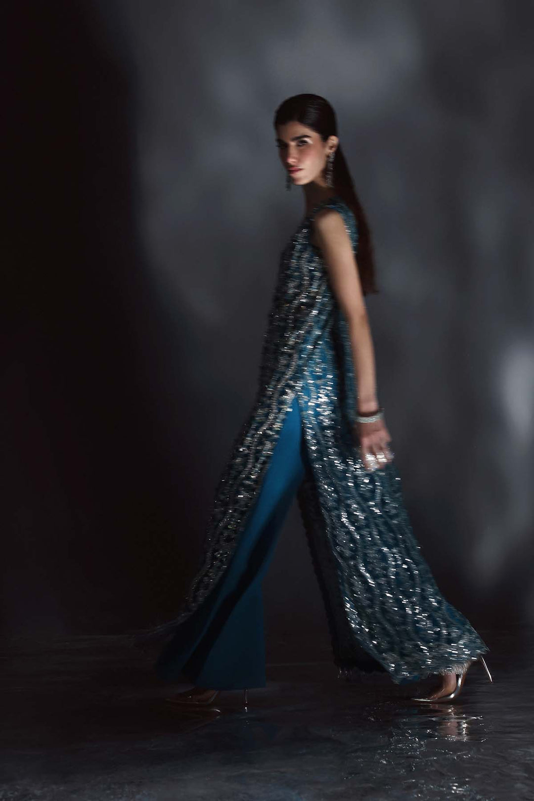 Chateau DE Lumiere by Enzo RTW Hand work Bareeze Net 3 Piece Suit SOIGNE Wedding Collection