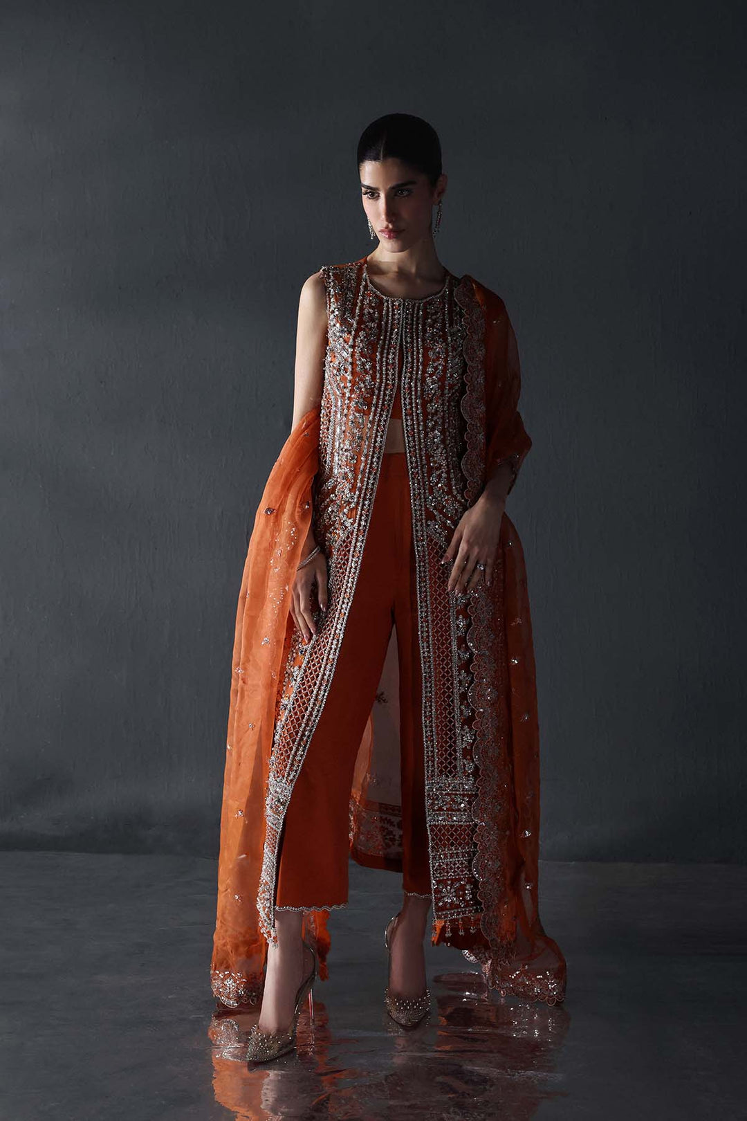 Chateau DE Lumiere by Enzo RTW Hand work Organza 3 Piece Suit RARISSIME Wedding Collection