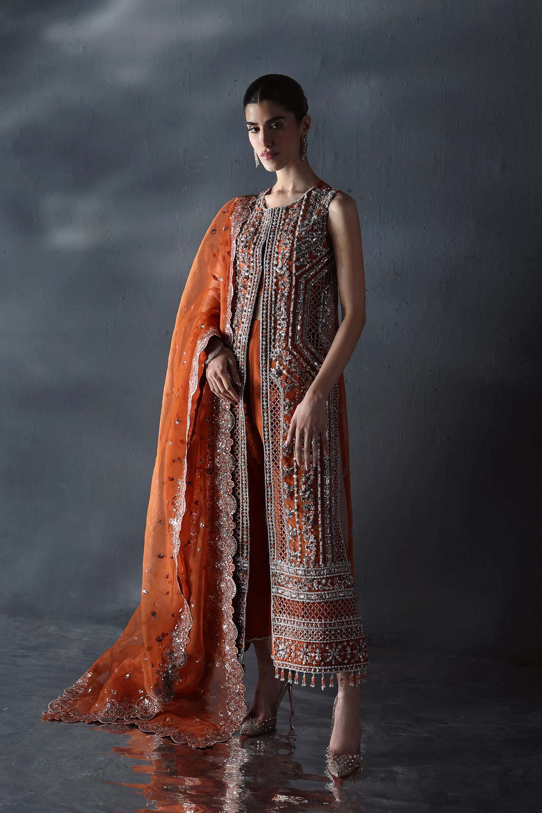 Chateau DE Lumiere by Enzo RTW Hand work Organza 3 Piece Suit RARISSIME Wedding Collection