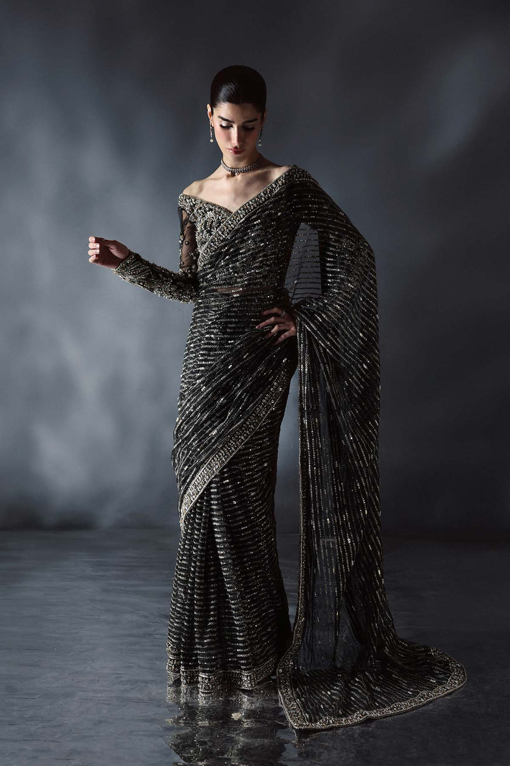 Chateau DE Lumiere by Enzo RTW Hand work Bareeze Net 3 Piece Suit MAJESTE Wedding Collection