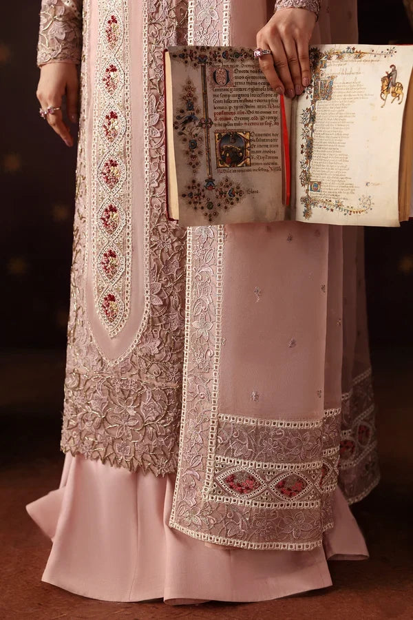 La Fuchsia by Afrozeh Unstitched Hand work Organza 3 Piece Suit AF26ULF Hermit FWU-0072 - Wedding Collection