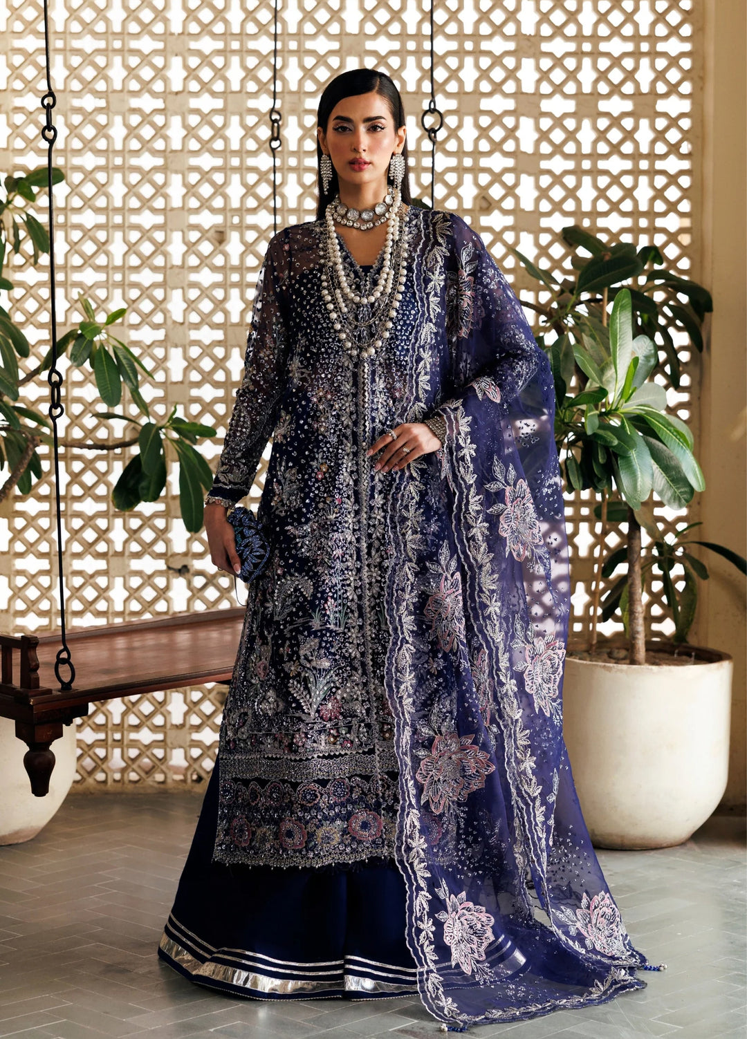 Marwa by Maryam Hussain Unstitched Embroidered Net 3 Piece Suit Sitara - Wedding Collection