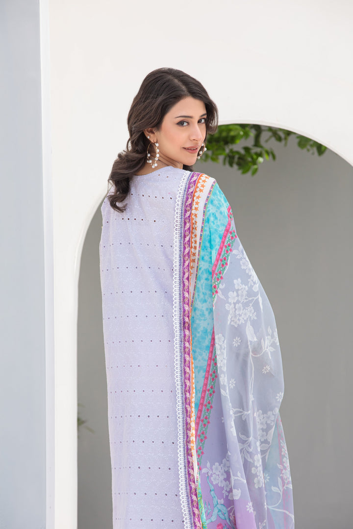 La Elise Women RTW Embroidered Schiffli Lawn 3 Piece Suit 0001303 Glace - Casual Collection