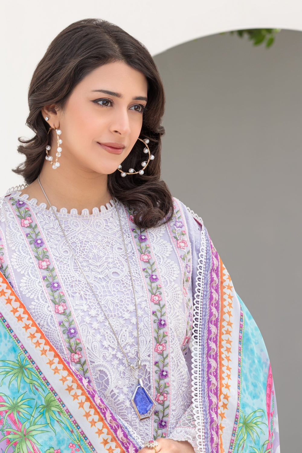 La Elise Women RTW Embroidered Schiffli Lawn 3 Piece Suit 0001303 Glace - Casual Collection