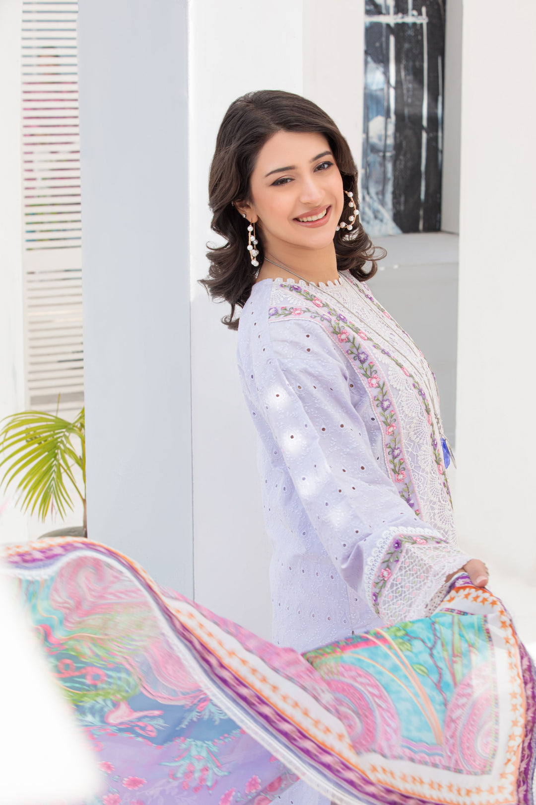 La Elise Women RTW Embroidered Schiffli Lawn 3 Piece Suit 0001303 Glace - Casual Collection