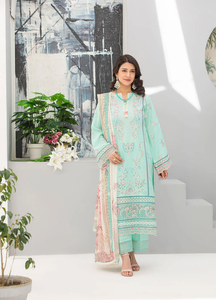 La Elise Women RTW Embroidered Lawn 3 Piece Suit 0001304 Blanc - Casual Collection