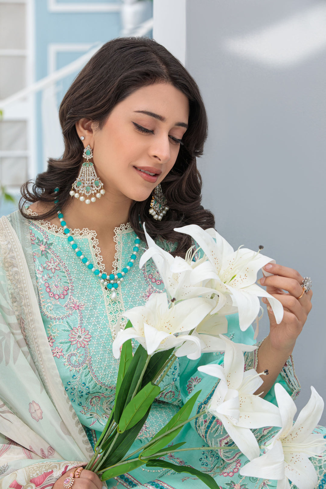 La Elise Women RTW Embroidered Lawn 3 Piece Suit 0001304 Blanc - Casual Collection