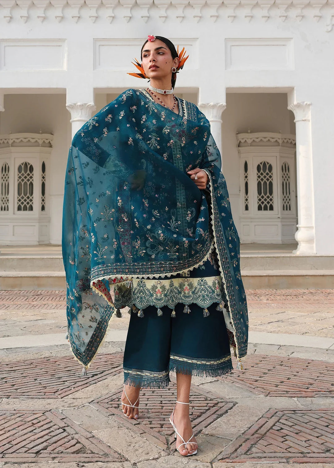 Kalabagh by Hussain Rehar Unstitched Embroidered Luxury Lawn 3 Piece Suit HR26UKL D11 Azraq - Festive Collection