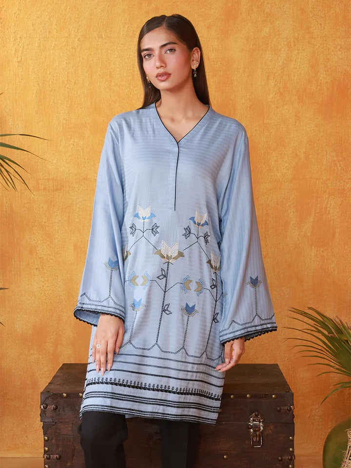 Salitex Women Embroidered Slub 1 Piece Shirt WRTKBA24AL218 - Winter Collection