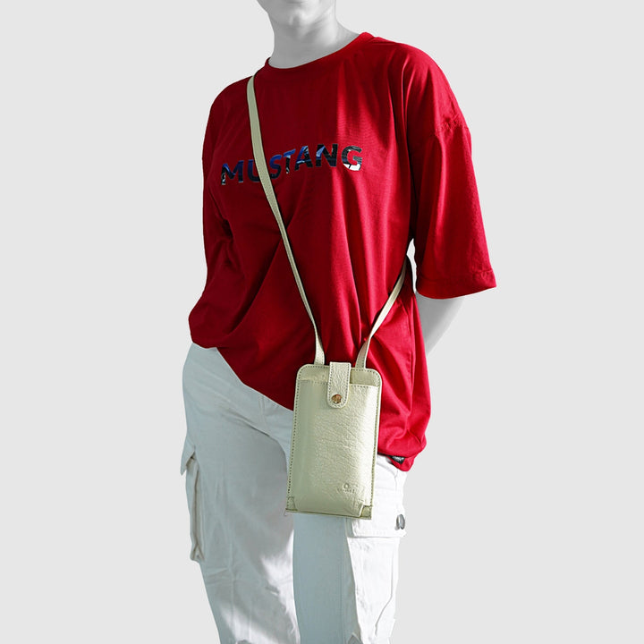 Lafanzo Unisex Leather Femora Crossbody Phone Pouch Ivory - Accessories Collection