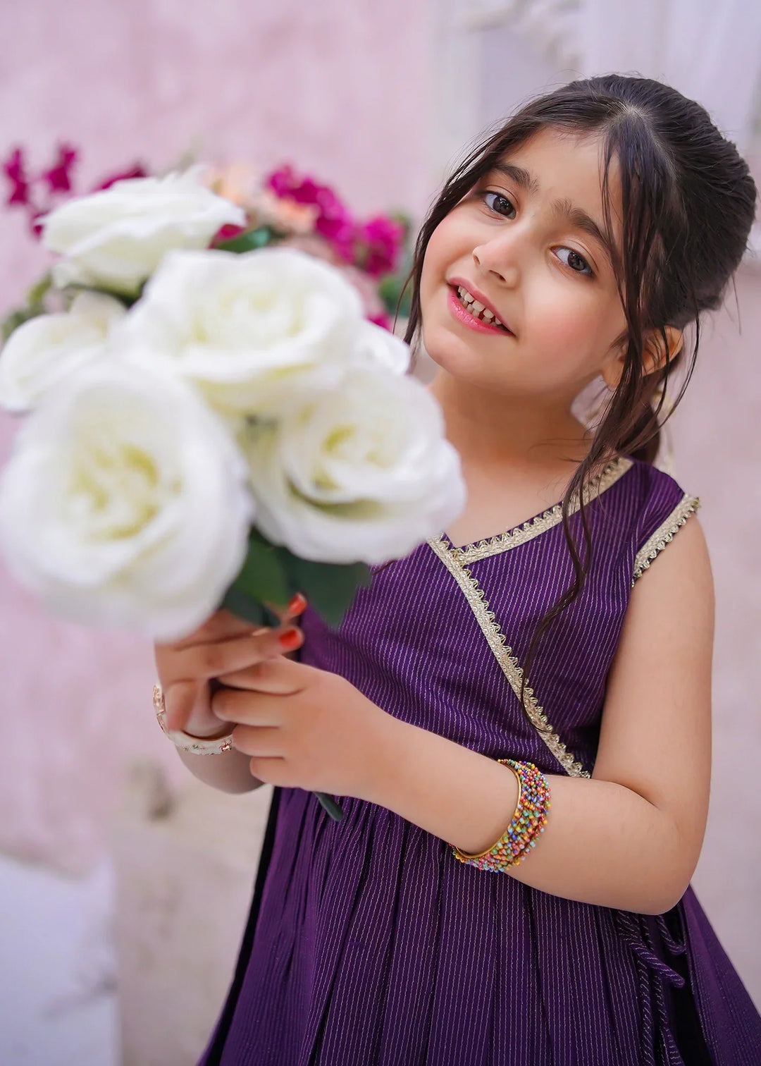 Modest Girls RTW Embroidered Cotton 3 Piece Suit Purple Sharara Festive Collection