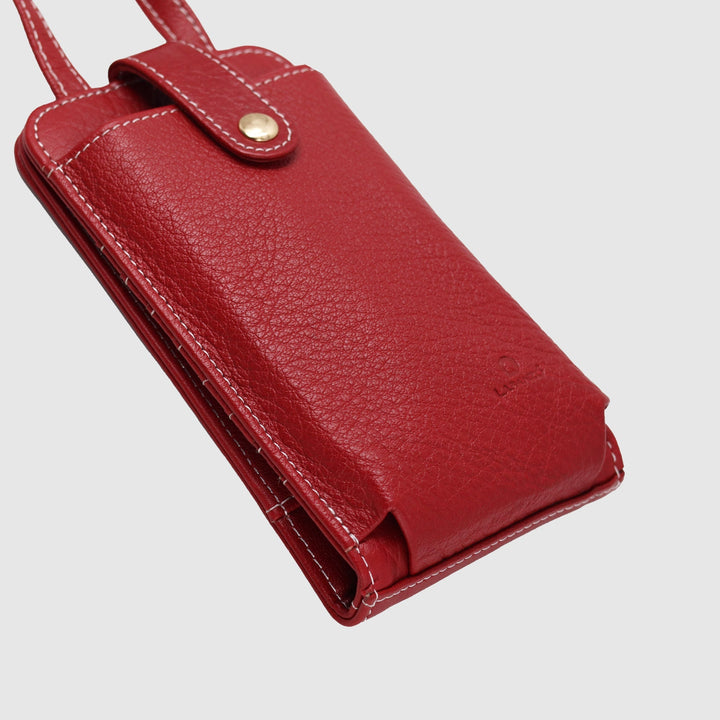 Lafanzo Unisex Leather Femora Crossbody Phone Pouch Ruby Red - Accessories Collection