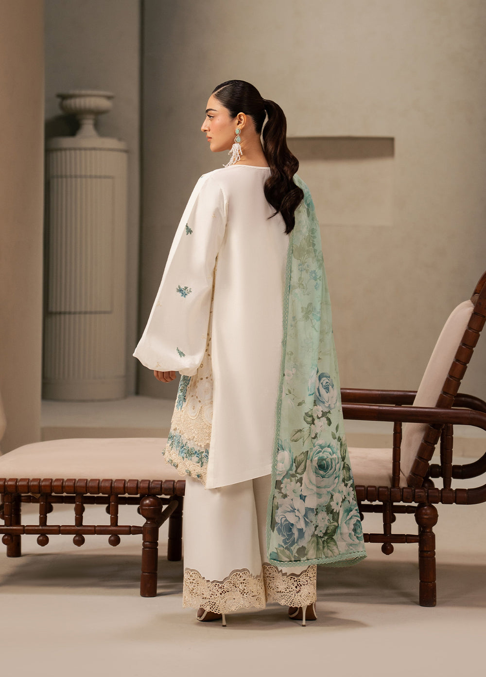 E-Craft by Elaf Unstitched Embroidered Lawn 3 Piece Suit EHC-1A Vanilla - Casual Collection